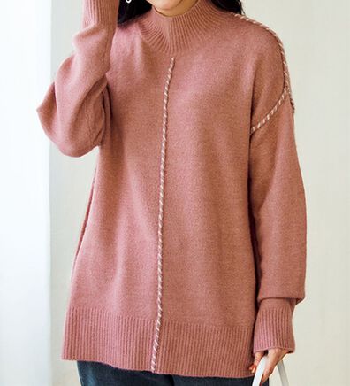 BELLUNA（ベルーナ）の「配色ステッチハイネックプルオーバー（ニット・セーター）」
