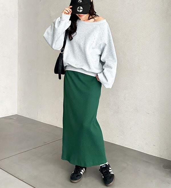 GeeRA（ジーラ）の「【着回し力◎】楽ちんすっきり見え！リブロングスカート（ロングスカート）」｜詳細画像