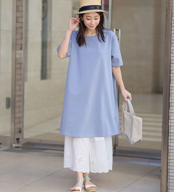 A HAPPY MARILYN（アハッピーマリリン）の「【Ｍ～８Ｌ】【接触冷感・吸水速乾】体型カバー五分袖チュニック（チュニック）」｜詳細画像