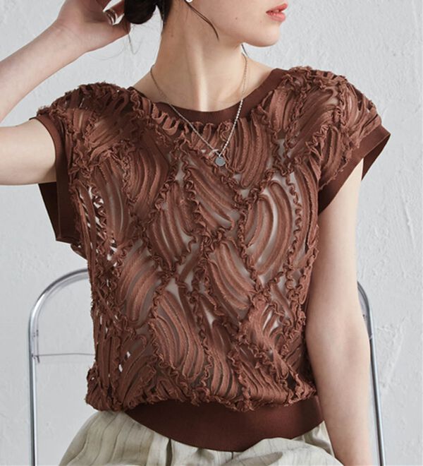 RANAN（ラナン）の「【前後２ＷＡＹ】シアー刺しゅうベスト（ベスト）」｜詳細画像