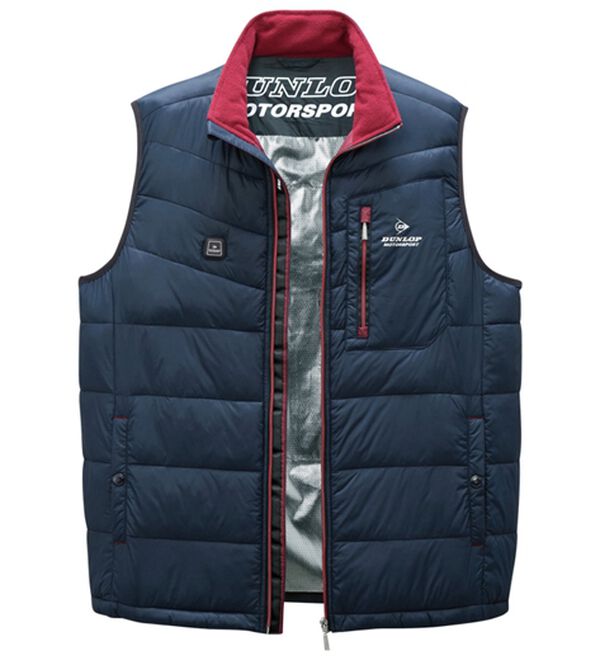 「＜ダンロップ・モータースポーツ＞秒・暖（すぐにあったか）ヒーター付ベスト（メンズベスト）」｜ネイビー