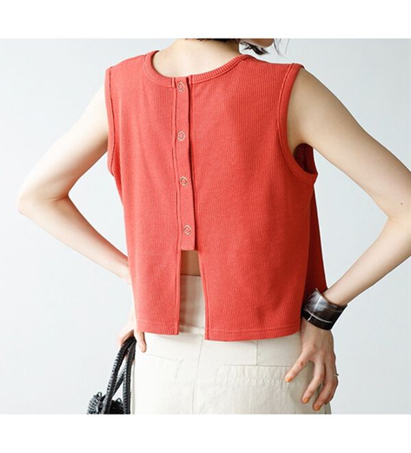 GeeRA（ジーラ）の「スナップボタンワッフルクロップドトップス（カットソー）」｜詳細画像