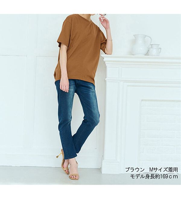 RANAN（ラナン）の「ひんやり！綿100％汗ジミ防止！裾タックロング丈Tシャツ＜Ｂeautiful Ｃotton＞（チュニック）」｜詳細画像
