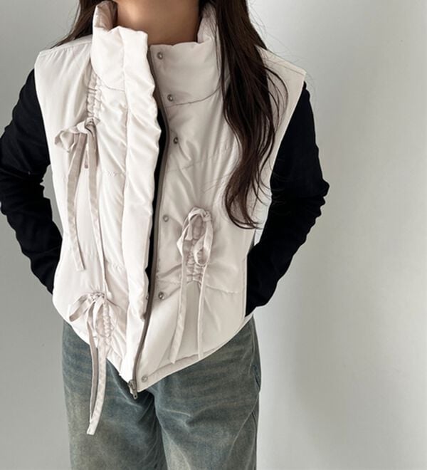 GeeRA（ジーラ）の「リボンフェイクダウンベスト（ベスト）」｜詳細画像