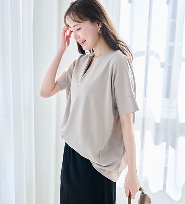 RANAN（ラナン）の「【4つの機能付】ひんやりハーフジップコクーンチュニック（チュニック）」｜詳細画像