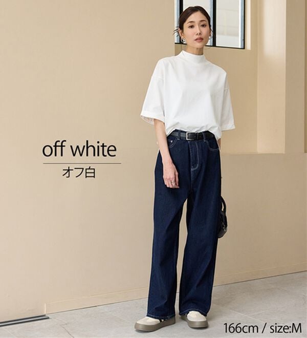 BELLUNA（ベルーナ）の「小顔見せ！ヒンヤリハイネックオーバーサイズＴシャツ（Tシャツ）」｜詳細画像