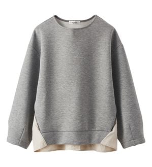 BELLUNA（ベルーナ）の「バックスリットデザイン異素材プルオーバー（カットソー）」｜グレー