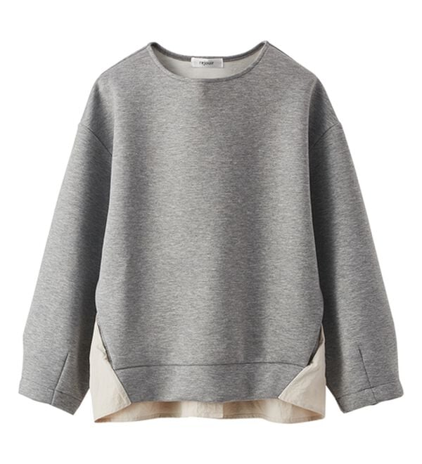 BELLUNA（ベルーナ）の「バックスリットデザイン異素材プルオーバー（カットソー）」｜グレー