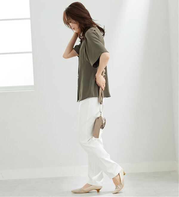 BELLUNA（ベルーナ）の「【快適Ｌａｂ．】お手入れ楽々ビンテージ調素材ブラウス（ブラウス）」｜詳細画像