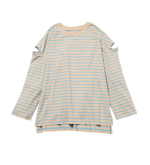 GeeRA（ジーラ）の「袖スリットボーダーカットソー（カットソー）」｜詳細画像