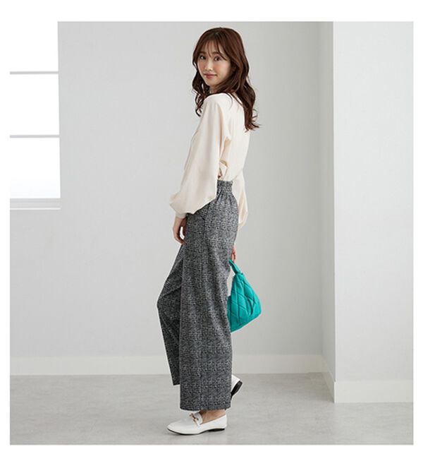 BELLUNA（ベルーナ）の「ぐんぐん伸びてラク！ジャカードワイドパンツ（ワイドパンツ・ガウチョ）」｜詳細画像