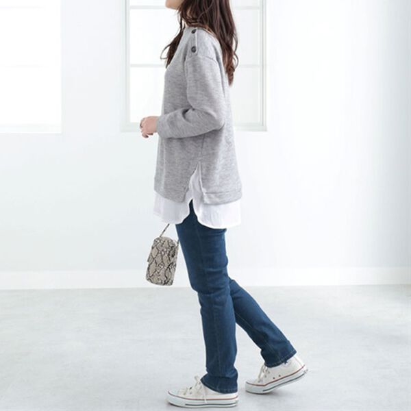 BELLUNA（ベルーナ）の「肩ボタン布帛切替チュニック（チュニック）」｜詳細画像