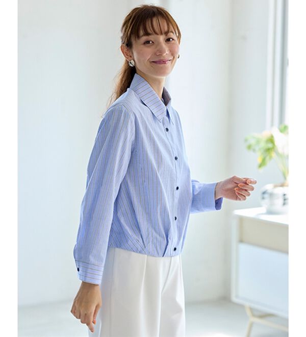 BELLUNA（ベルーナ）の「ぽわんと可愛いタック使いシャツブラウス（シャツ）」｜詳細画像