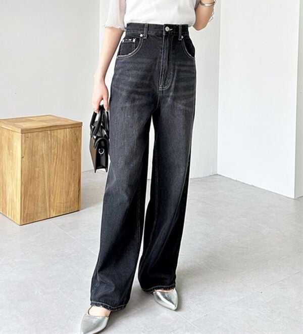 GeeRA（ジーラ）の「ハイウエストストレートデニム（ワイドパンツ・ガウチョ）」｜詳細画像