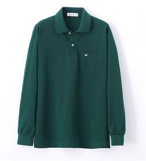 「＜ゴールデンベア＞上質国産ポロシャツ（長袖）（メンズポロシャツ）」｜ピーコックグリーン