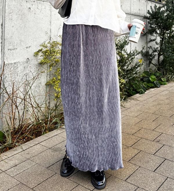 GeeRA（ジーラ）の「すっきり見え！ベロアプリーツロングスカート（ロングスカート）」｜詳細画像