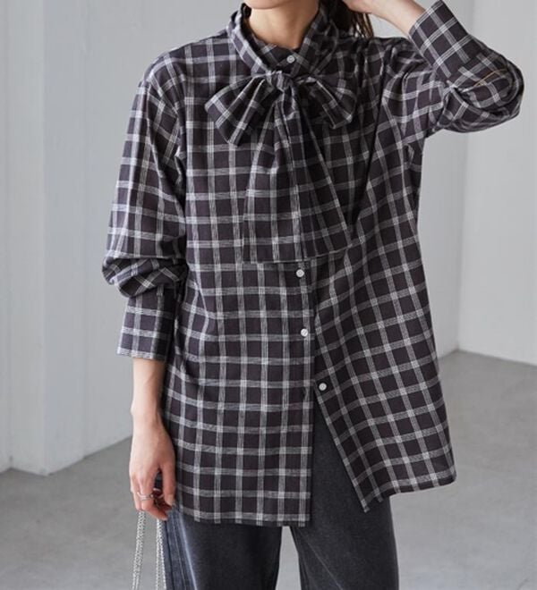 RANAN（ラナン）の「２ｗａｙボウタイチェックシャツ（シャツ）」｜詳細画像