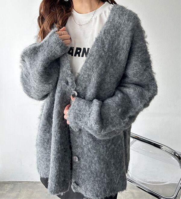 GeeRA（ジーラ）の「ブークレミックスシャギーカーディガン（ニットカーディガン）」｜詳細画像