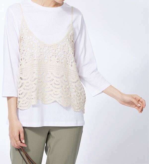 BELLUNA（ベルーナ）の「かぎ針風ビスチェアンサンブル（アンサンブル）」｜詳細画像