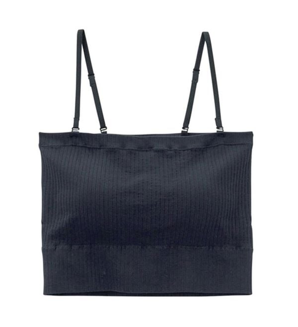 YU'NOW（ユナウ）の「カップ付ショート丈チューブキャミ（ブラトップ・カップ付きインナー）」｜ブラック