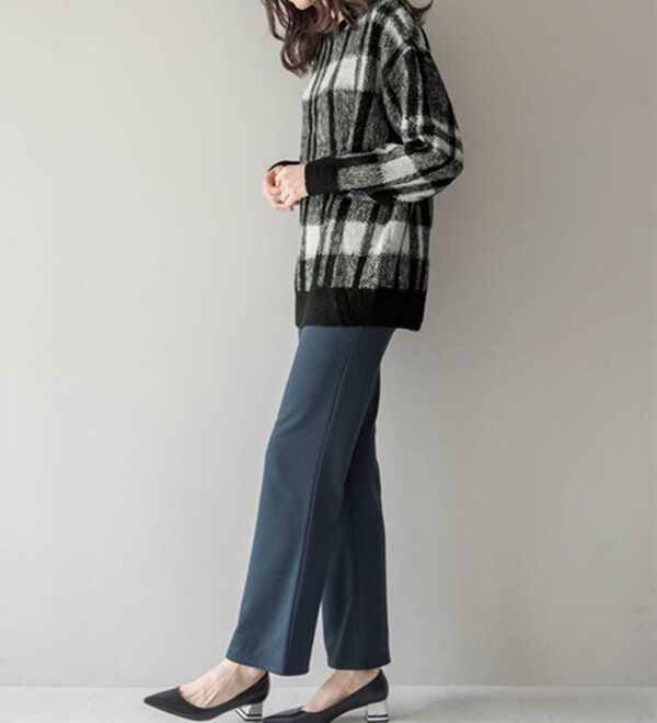 RANAN（ラナン）の「チェック柄ふんわり起毛ニット（チュニック）」｜詳細画像