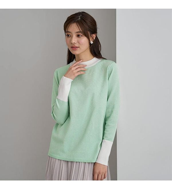 BELLUNA（ベルーナ）の「ラメ入り配色ニットプルオーバー（ニット・セーター）」｜詳細画像