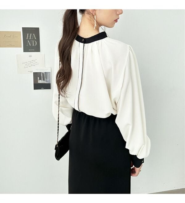 GeeRA（ジーラ）の「前後２ＷＡＹバイカラーブラウス（ブラウス）」｜詳細画像