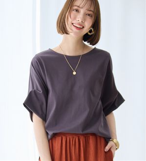 Viola e Viola（ヴィオラ エ ヴィオラ）の「ひんやり細見え！デザイン袖トップス（カットソー）」｜チャコール