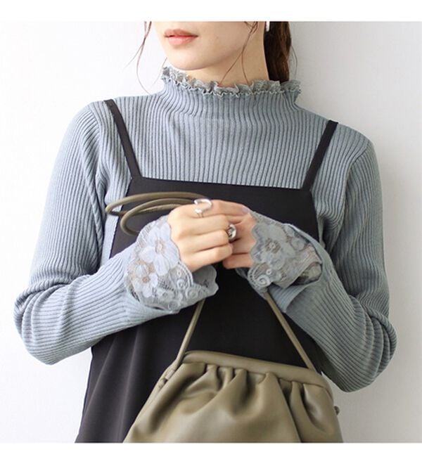 GeeRA（ジーラ）の「大人可愛い！レースが上品なハイネックニット（ニット・セーター）」｜詳細画像