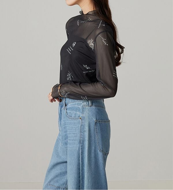 BELLUNA（ベルーナ）の「シアー素材ハイネックインナープルオーバー（カットソー）」｜詳細画像