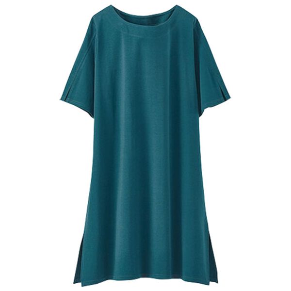 BELLUNA（ベルーナ）の「艶やか綿１００％スリット入りチュニックワンピース（チュニックワンピース）」｜詳細画像