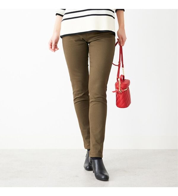 BELLUNA（ベルーナ）の「静電防止！蓄熱綿サテンストレッチカラーパンツスリム（フルレングスパンツ）」｜詳細画像