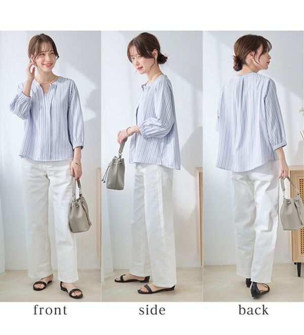 Viola e Viola（ヴィオラ エ ヴィオラ）の「さらさらＥＡＳＹ　２ＷＡＹ衿デザインブラウス（ブラウス）」｜詳細画像