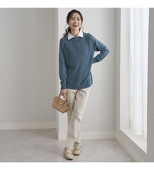 BELLUNA（ベルーナ）の「重ね衿付！細見えニットプルオーバー（ニット・セーター）」｜詳細画像