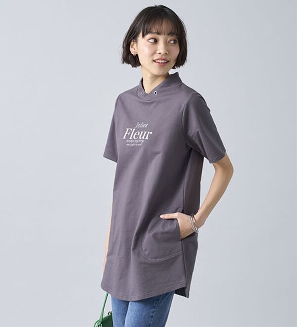BELLUNA（ベルーナ）の「綿１００％裏毛素材ロゴチュニック（チュニック）」｜詳細画像
