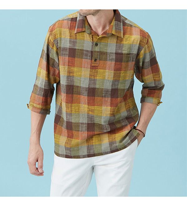 「【２色組】スラブ調先染めチェック柄リラックスシャツ（メンズシャツ）」｜詳細画像