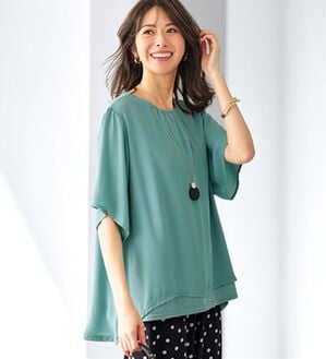 BELLUNA（ベルーナ）の「シフォン重ねレイヤードチュニック（チュニック）」｜セージ