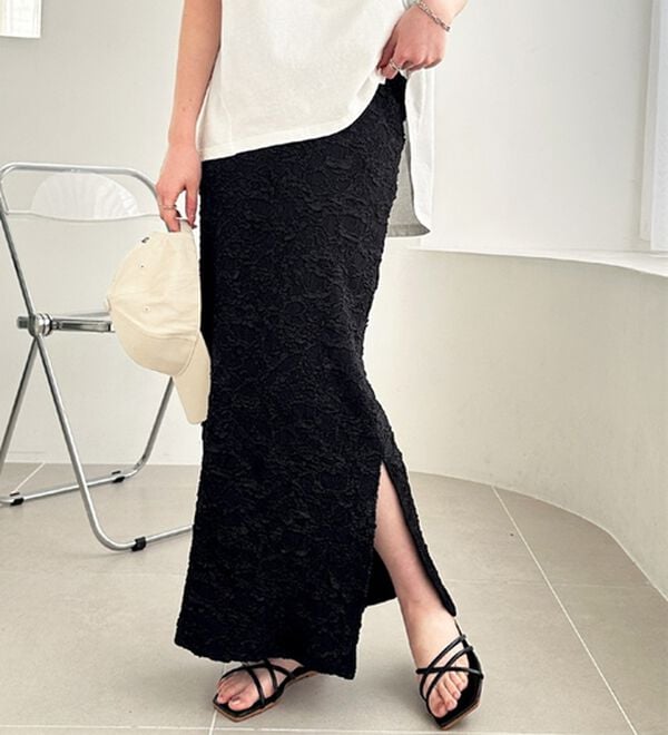 GeeRA（ジーラ）の「スリットジャカードスカート（ロングスカート）」｜詳細画像