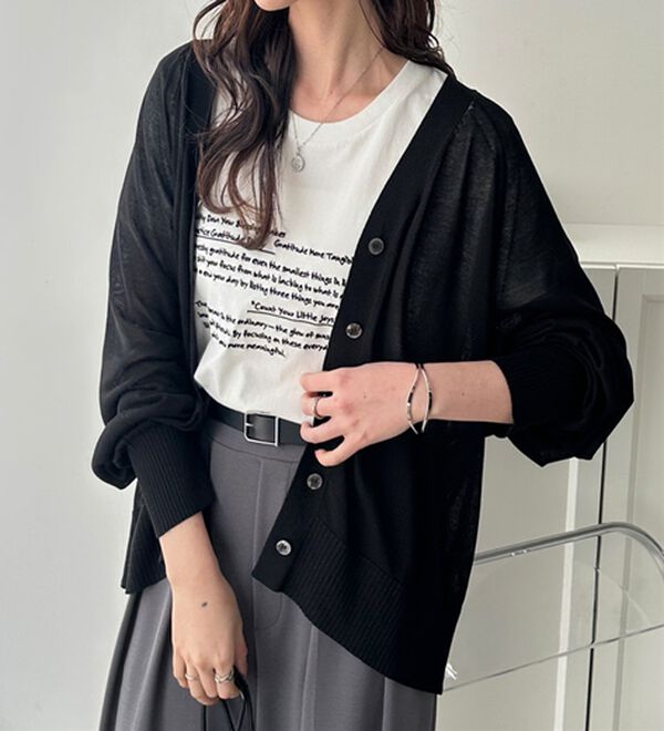 GeeRA（ジーラ）の「接触冷感！Ｖネックカーディガン（ニットカーディガン）」｜詳細画像