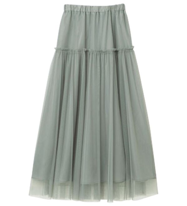 RANAN（ラナン）の「ふわっと可愛いフリルギャザーチュールスカート（ロングスカート）」｜詳細画像