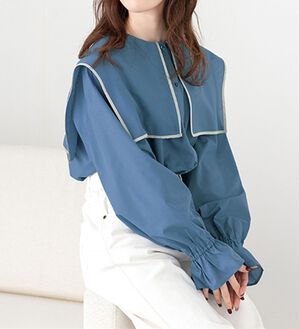 RANAN（ラナン）の「衿付きブラウス（ブラウス）」｜ブルー系