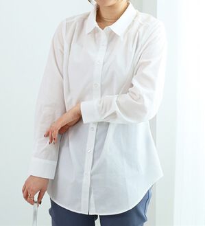 BELLUNA（ベルーナ）の「着心地らくらく！細見えシャツチュニック（シャツ）」｜オフホワイト
