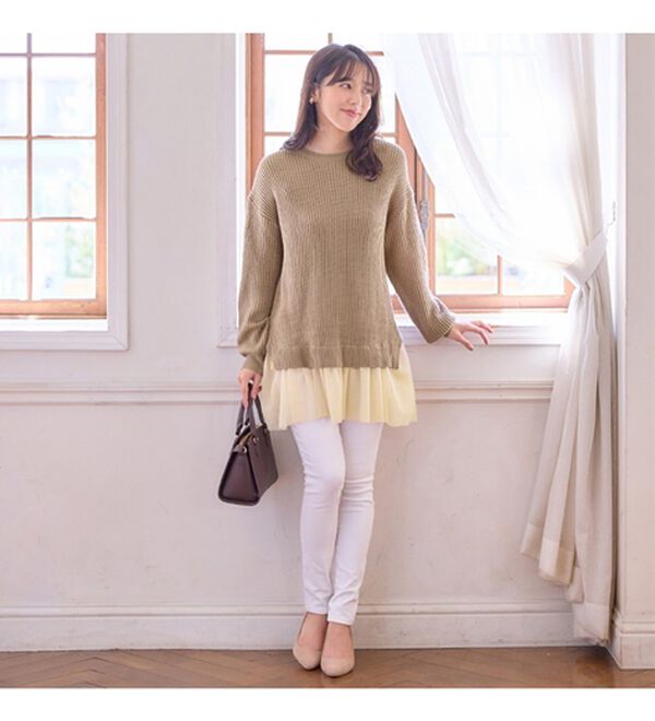 alotta（アロッタ）の「裾チュールレイヤード風ニット（ニット・セーター）」｜詳細画像