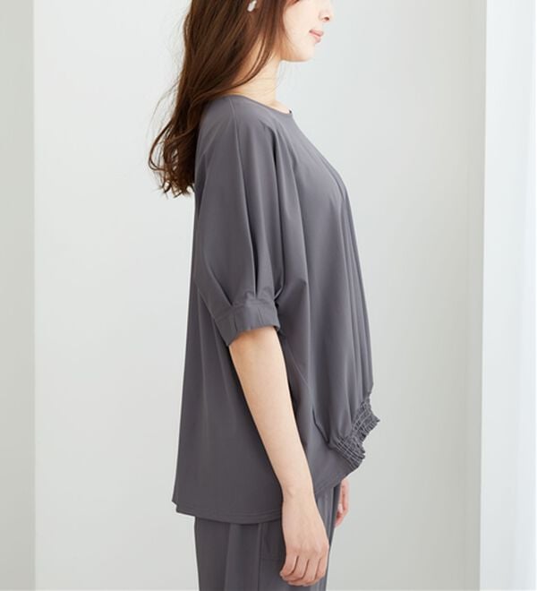 BELLUNA（ベルーナ）の「ヒンヤリ爽快！裾ギャザープルオーバー（カットソー）」｜詳細画像