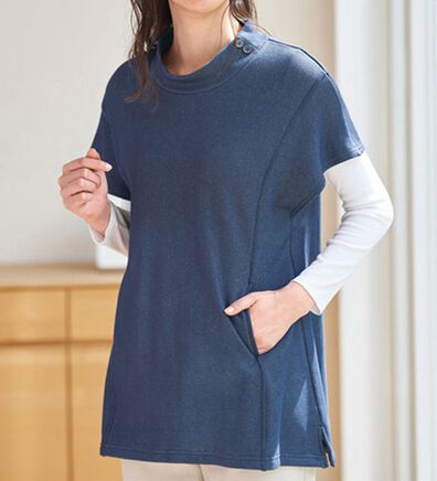 BELLUNA（ベルーナ）の「まるで着る毛布！裏ファーフレンチスリーブボタン使いベスト（ベスト）」