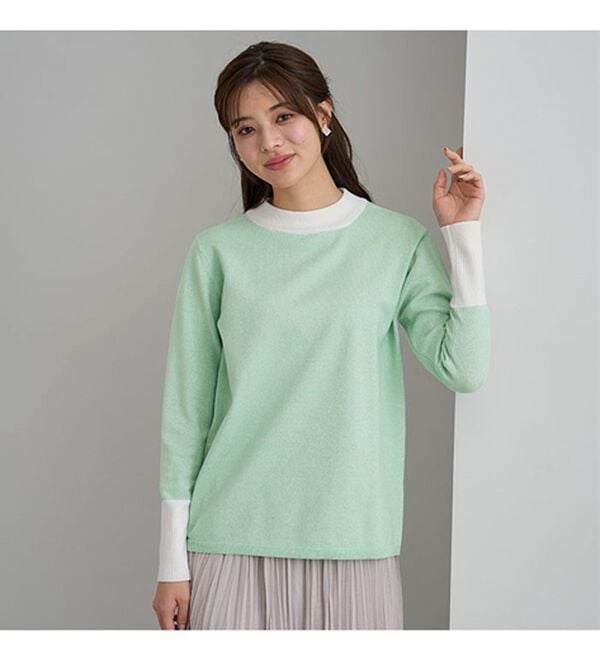 BELLUNA（ベルーナ）の「ラメ入り配色ニットプルオーバー（ニット・セーター）」｜詳細画像