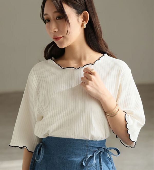 A HAPPY MARILYN（アハッピーマリリン）の「【Ｌ～８Ｌ】綿タッチで極上の着心地、選べるテレコリブトップス。（カットソー）」｜詳細画像