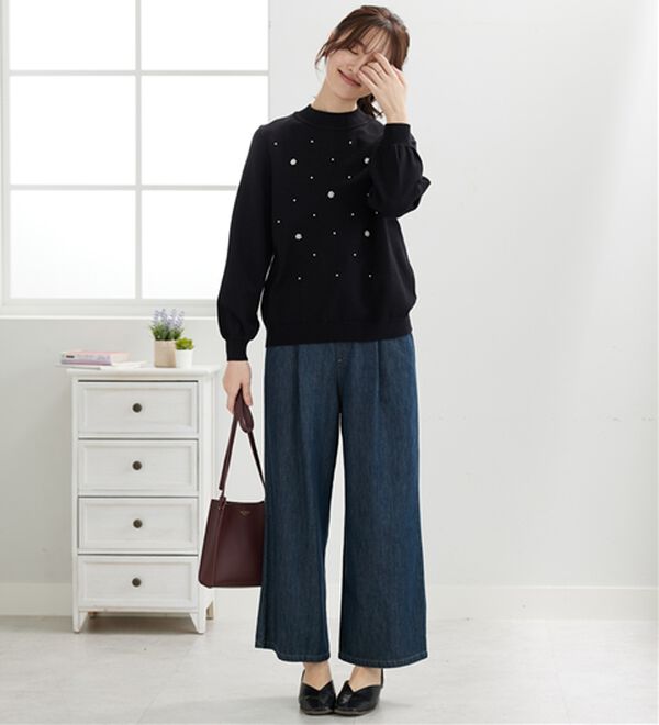 BELLUNA（ベルーナ）の「パール付ニットプルオーバー（ニット・セーター）」｜詳細画像