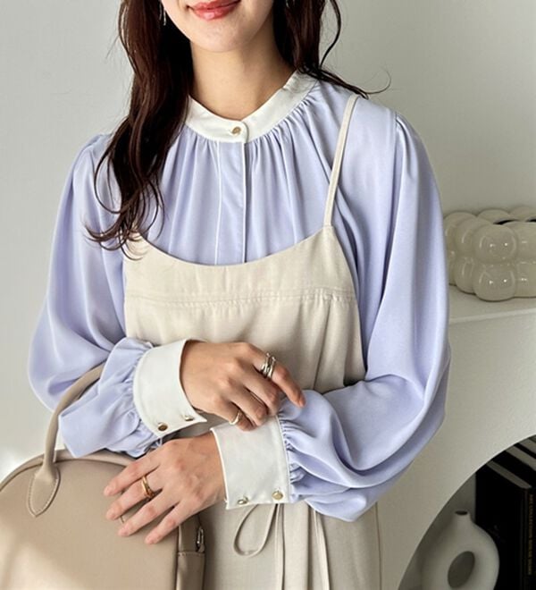 GeeRA（ジーラ）の「前後２ＷＡＹバイカラーブラウス（ブラウス）」｜詳細画像