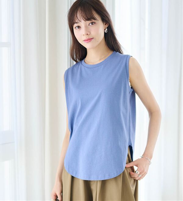 RANAN（ラナン）の「ひんやり！＜BC＞綿100％タンクトップ【選べる着丈】（カットソー）」｜詳細画像